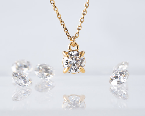 大粒モアサナイト ネックレス 金属アレルギー対応 サージカル