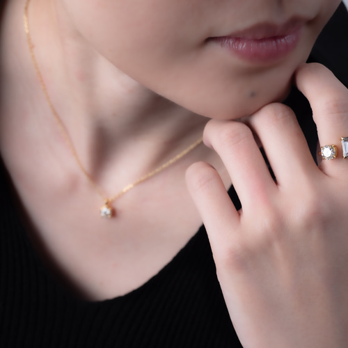 大粒モアサナイト ネックレス 金属アレルギー対応 サージカル