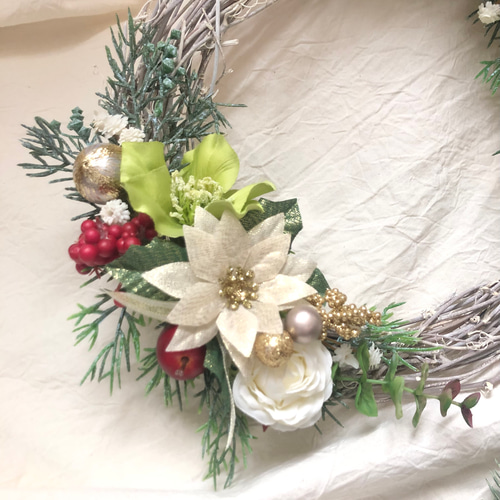 冬ポインセチアクリスマスリース アーティフィシャルフラワー リース