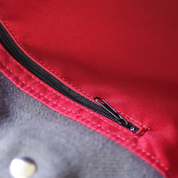 イタリア生地使用赤フリンジトートONDA濃グレー 7枚目の画像