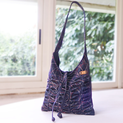 ☆ひらひらショルダーバッグブルーデニム糸 ショルダーバッグ ☆ひらひらショルダーバッグブルーデニム糸 ショルダーバッグ