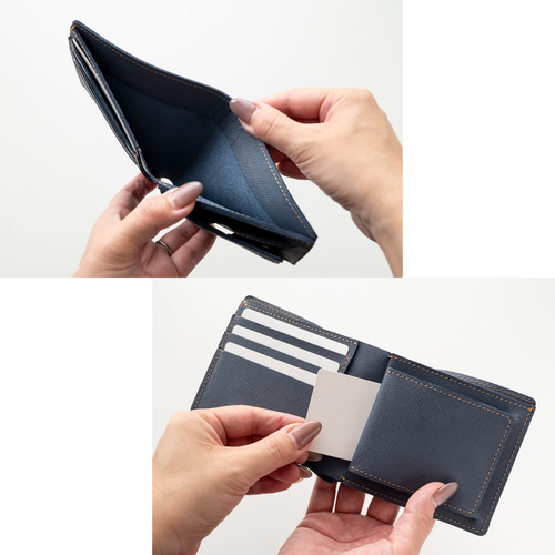 送料無料 二つ折り財布 【 サフィアーノレザー 】 本革 レザー