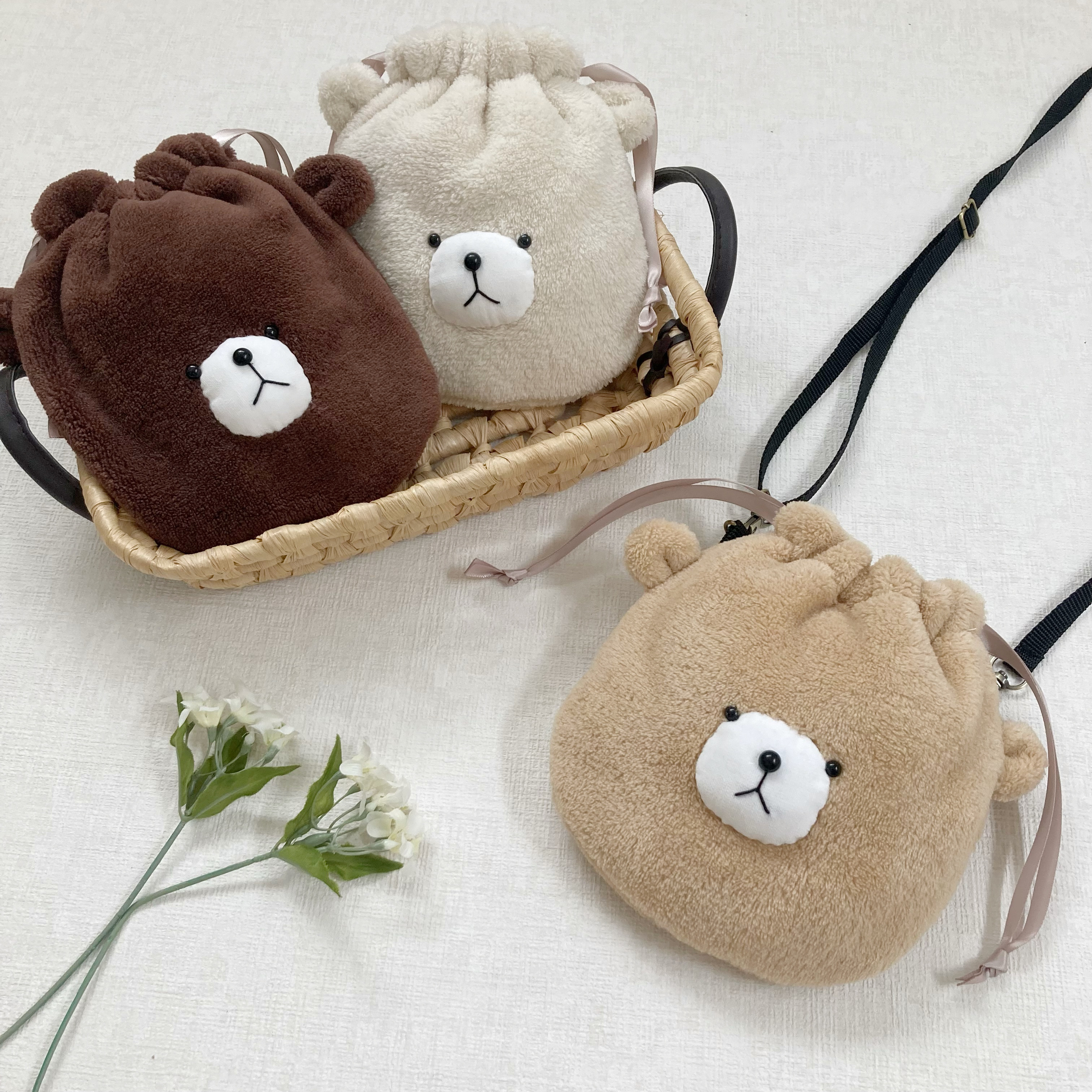 くまひな　オーダー　絵本袋　シューズ袋　巾着袋　など メール便対象品】 巾着 巾着袋 きんちゃく 小物入れ 持ち運び
