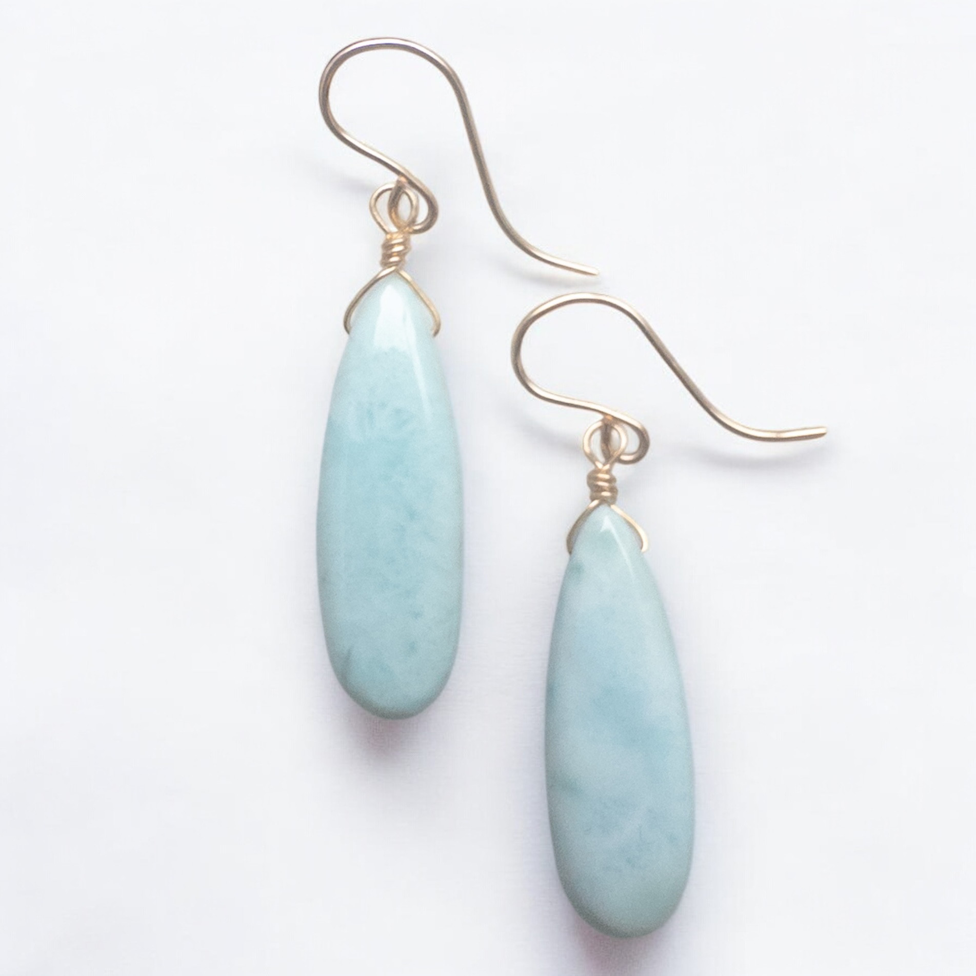 ラリマーの一粒ピアス14kgf/イヤリング