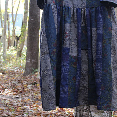 sold/衣工房SAYOCAFE、大島紬パッチワークワンピース ワンピース 衣  