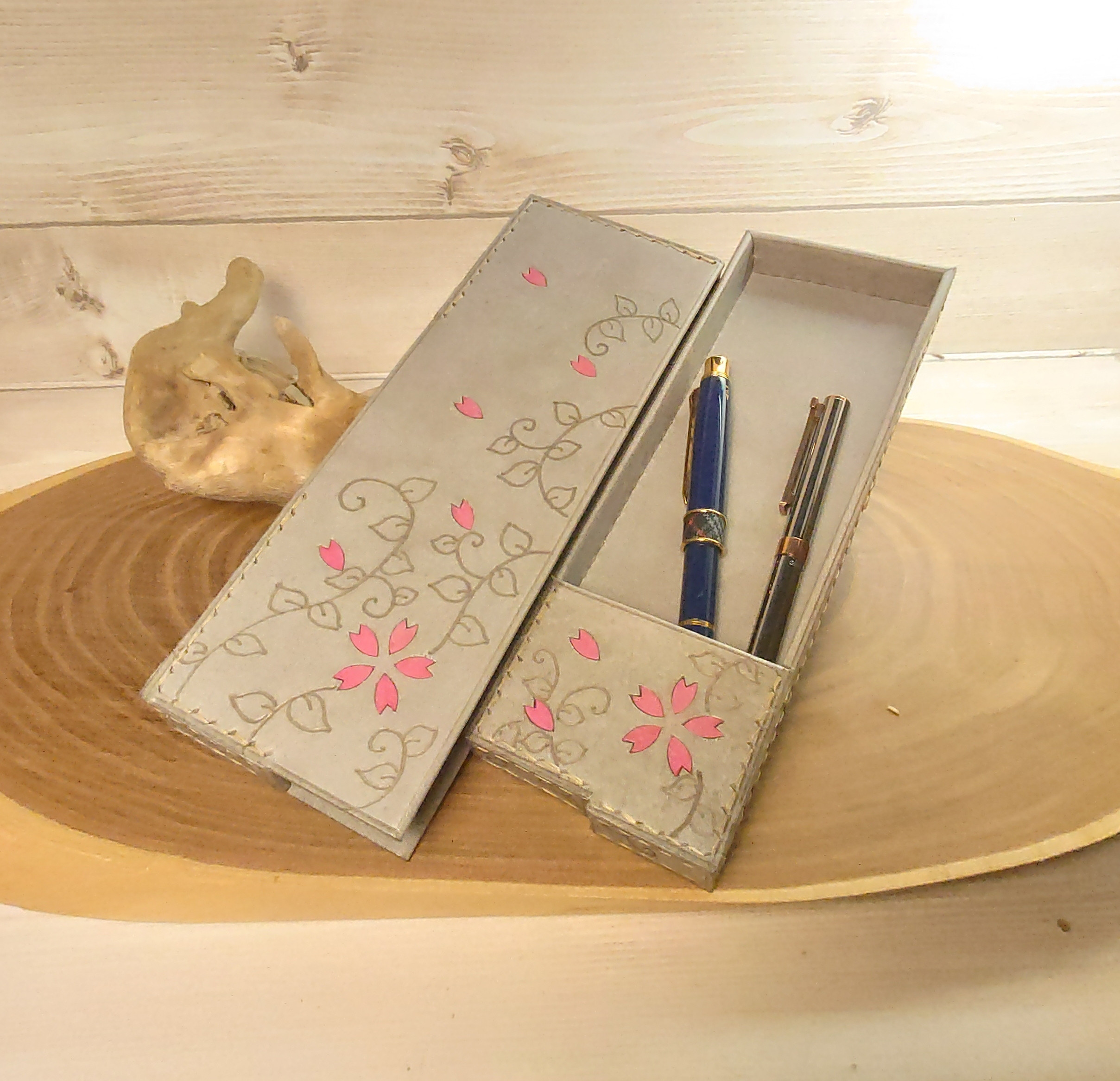 桜の箱型ペンケース