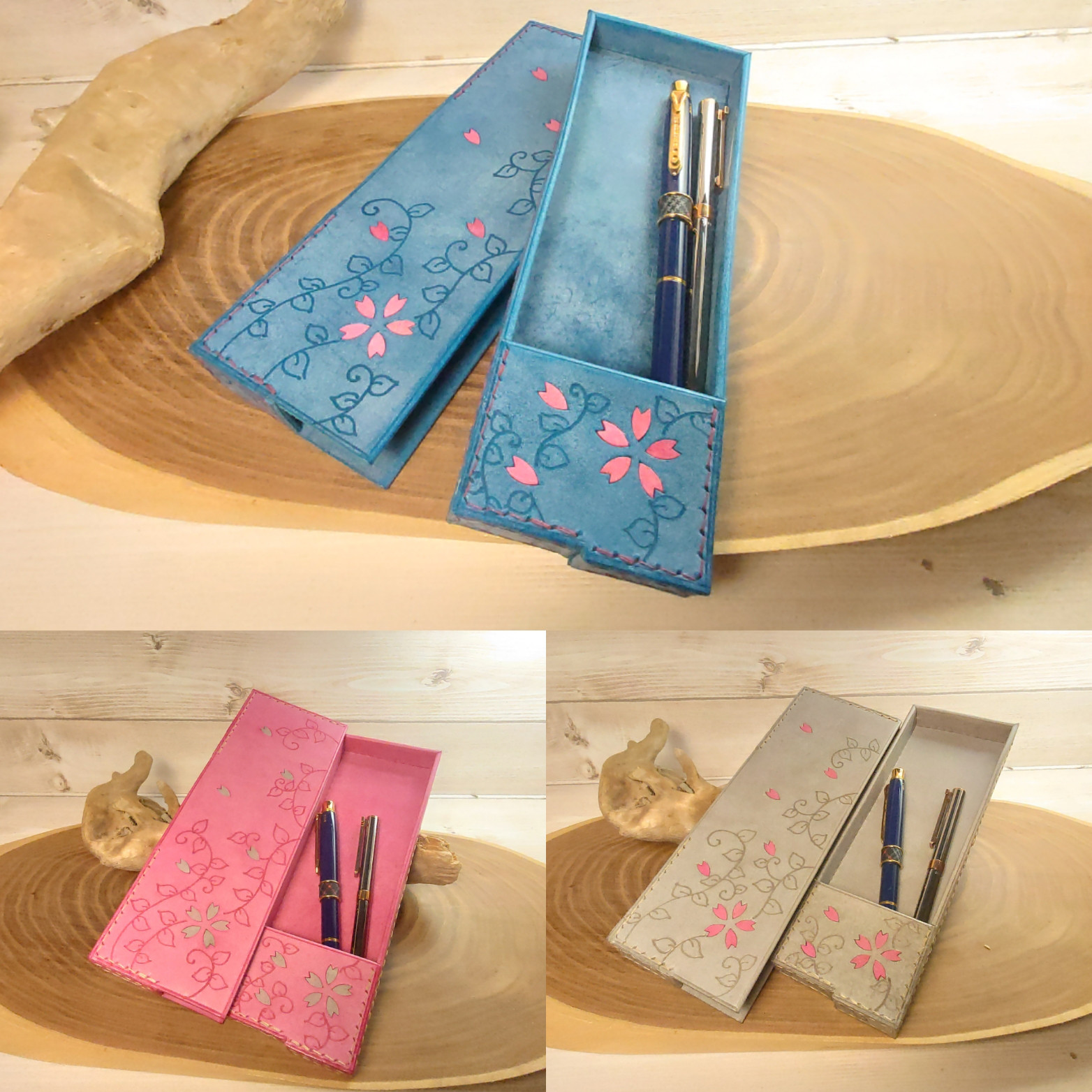 桜の箱型ペンケース