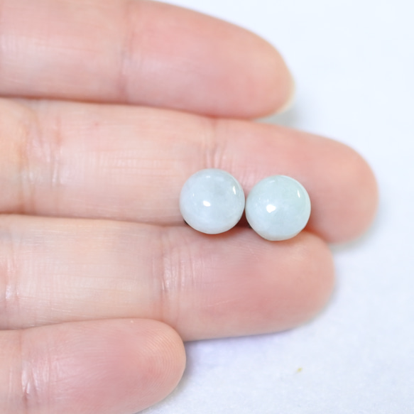 (1 件) 緬甸玉耳釘（8 毫米，鈦柱） 第4張的照片