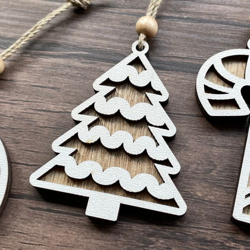 7個セット◇立体 木製 オーナメント◇北欧/ナチュラル木／クリスマス