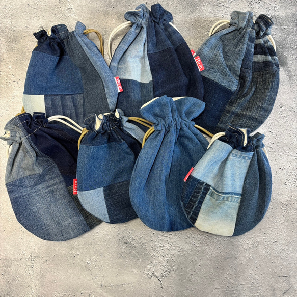 デニム パッチワーク 巾着① 7種 巾着バッグ Re.m 通販 18466793