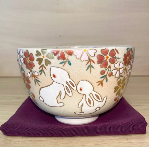 抹茶茶碗 枝垂桜 中村秋峰 仁清写枝垂桜絵 茶碗 京焼 清水焼 茶道具 抹茶