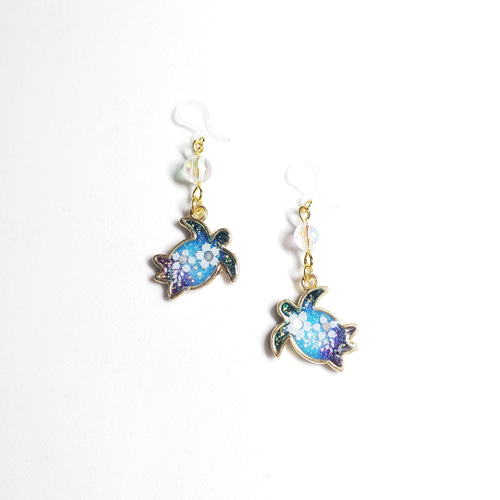 No.1486-C 亀(ホヌ)☆ピアス・イヤリング(ゴールド) ピアス（フック 