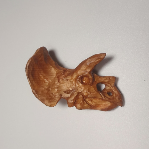 木彫刻 アート『 トリケラトプス 』 恐竜 動物 化石 芸術 手彫り