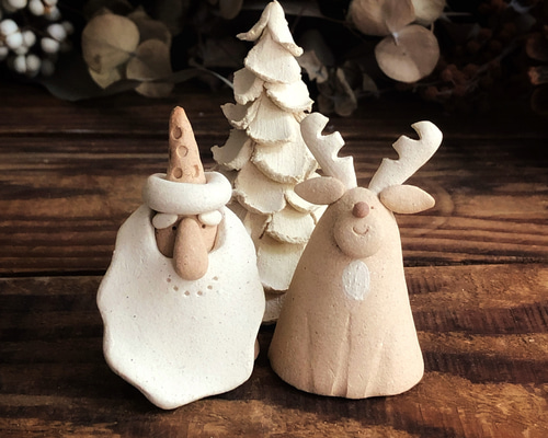 ❄︎ 長ひげサンタ&トナカイ&ツリー ❄︎ 陶のクリスマス クリスマス