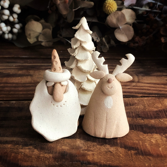 ❄︎ 長ひげサンタ&トナカイ&ツリー ❄︎ 陶のクリスマス クリスマス