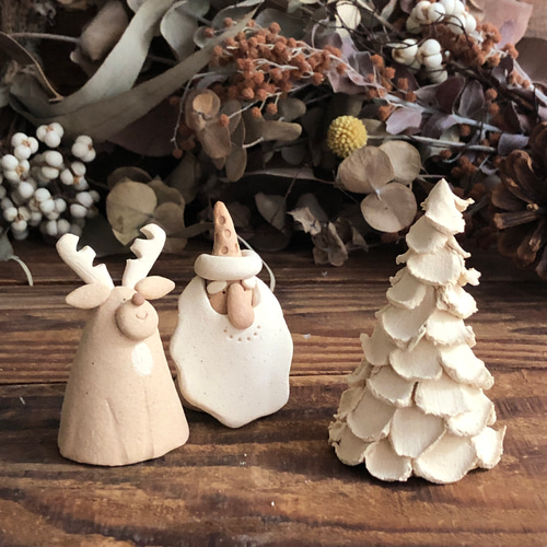 ❄︎ 長ひげサンタ&トナカイ&ツリー ❄︎ 陶のクリスマス クリスマス