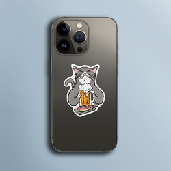 ステッカー　猫がビール 2枚目の画像