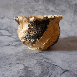4.5号黄土黒化粧捻り裂紋鉢653　塊根植物　多肉植物　盆栽　植木鉢　作家鉢　沖縄 3枚目の画像