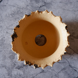 4.5号黄土黒化粧捻り裂紋鉢653　塊根植物　多肉植物　盆栽　植木鉢　作家鉢　沖縄 5枚目の画像