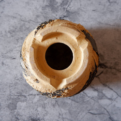 4.5号黄土黒化粧捻り裂紋鉢653　塊根植物　多肉植物　盆栽　植木鉢　作家鉢　沖縄 7枚目の画像