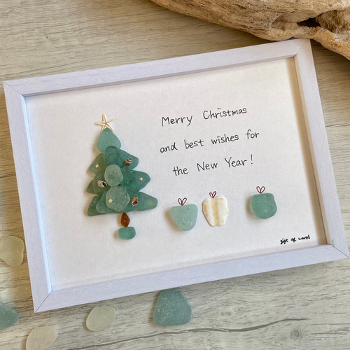 ハンドメイド♡シーグラスアート♡クリスマスツリー みっともない