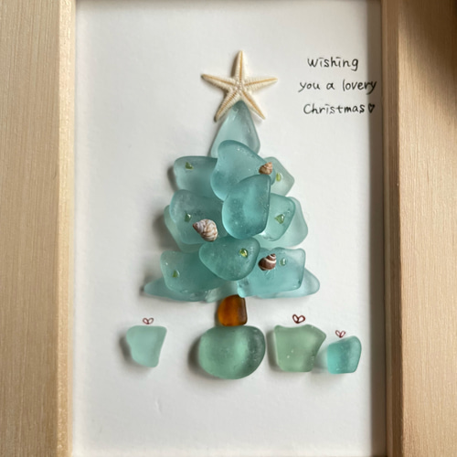 大型セールや時期 シーグラス シーグラスアート クリスマスツリー クリスマス 立体・オブジェ