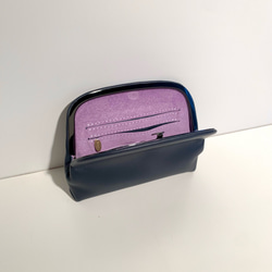 【受注制作・裏地色が選べます】コンパクトウォレット《押し口財布 Lサイズ》ダークネイビー 3枚目の画像