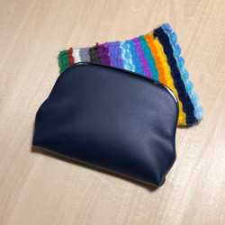 【受注制作・裏地色が選べます】コンパクトウォレット《押し口財布 Lサイズ》ダークネイビー 1枚目の画像