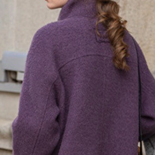 期間限定Sale‼️】シルク混ウール 手縫いスタントカラーロングコート