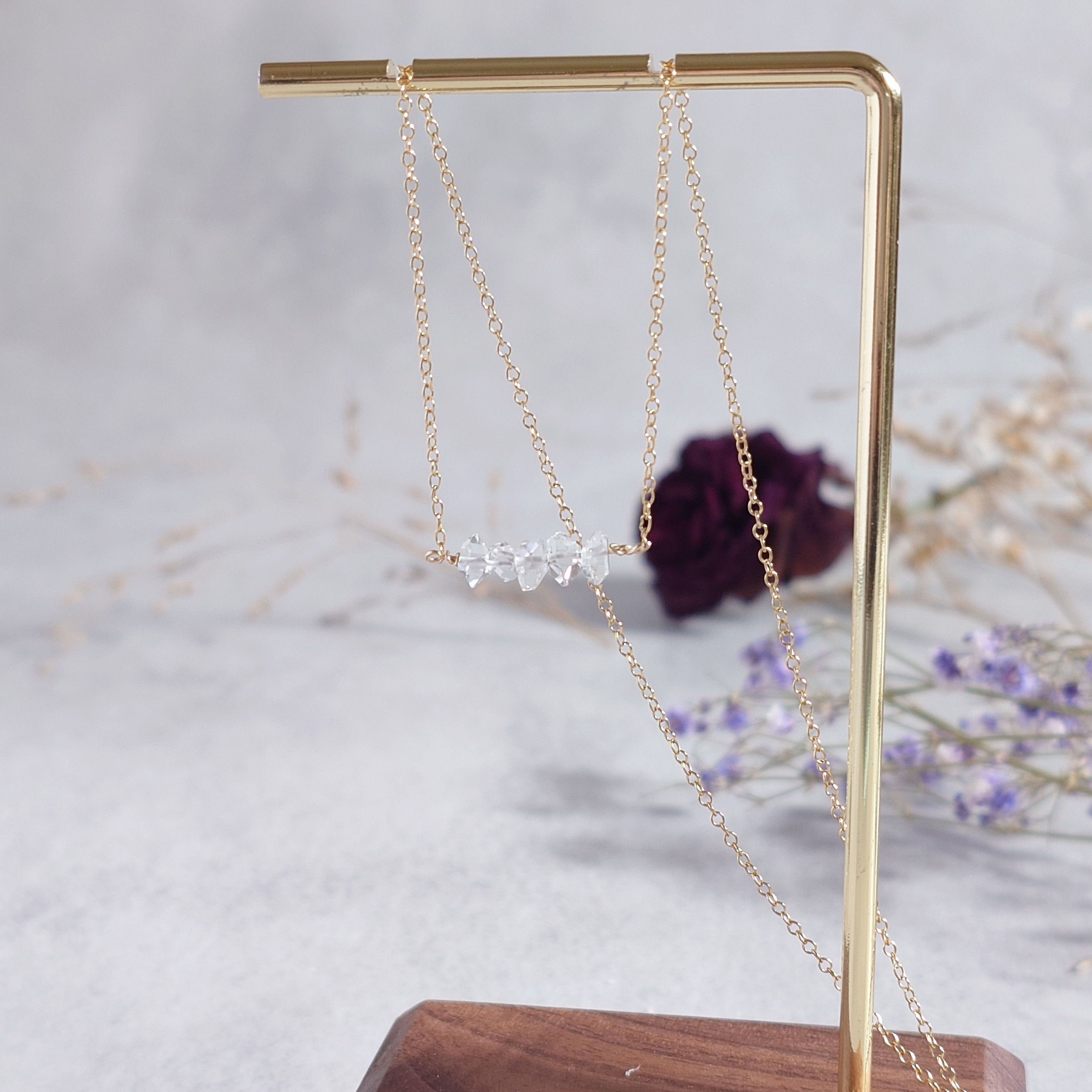 ハーキマーダイヤモンド　ラフロック　ネックレス　ゴールド No1