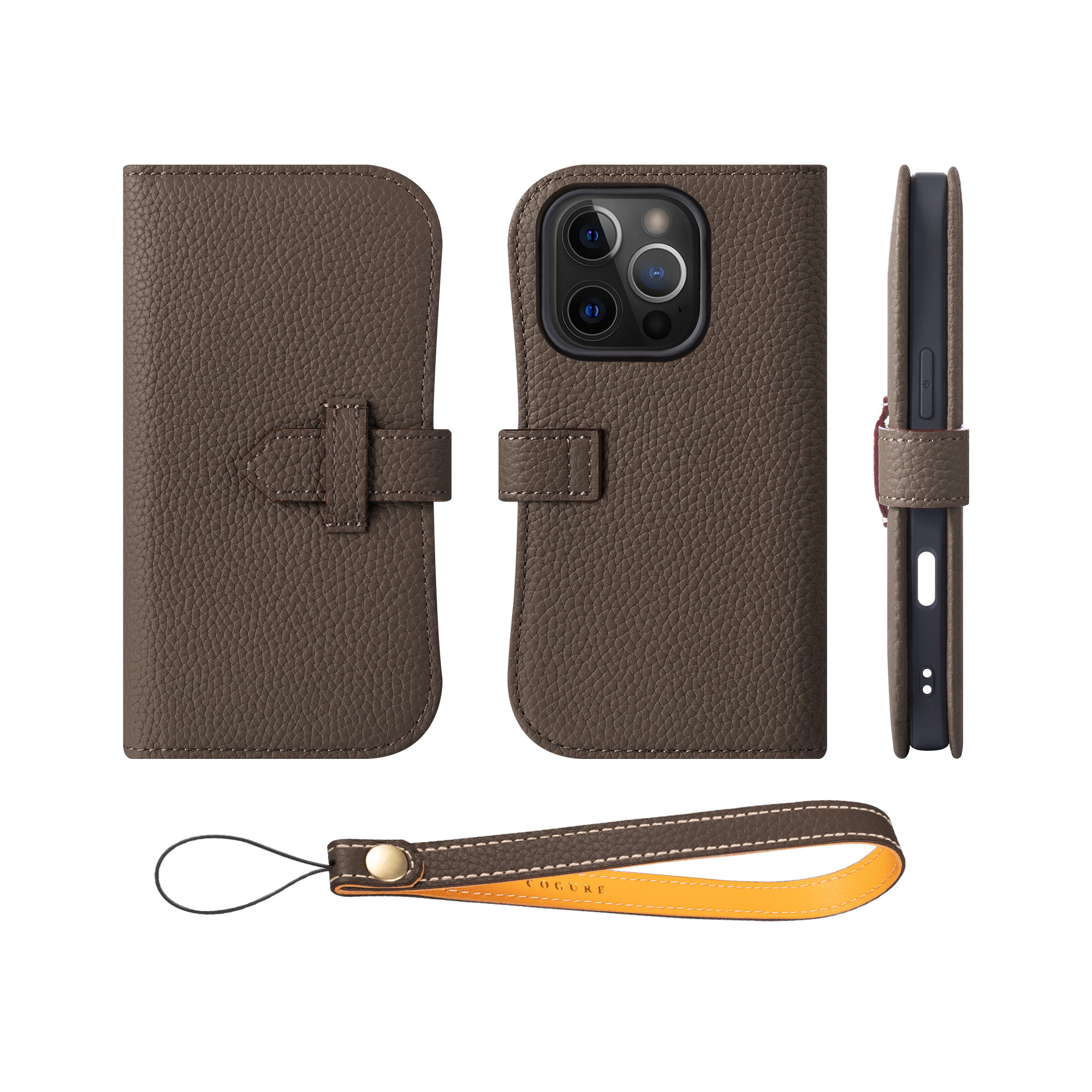 iPhone16ProMax 本革ベルテッド ダイアリーケース（手帳型） ストラップセット 10色 <COPA>