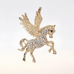 H3225【動物】翼付き 空飛ぶ 天馬 キラキラ ペガサス ブローチ