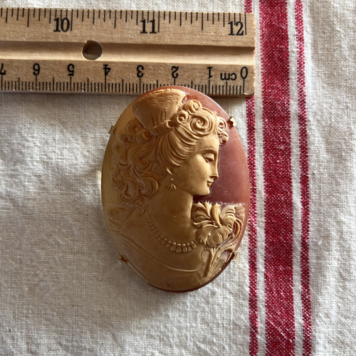 ITALY製シェルカメオヴィンテージブロッチペンダント2way CAMEO希少 カメオ Cameo アンティーク ヴィンテージ 2WAY ブローチ