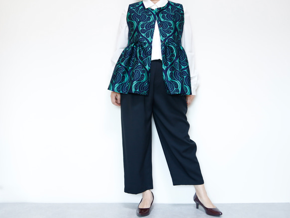 ペプラムベスト コベントガーデーン グリーン  卒入式 セレモニー オフィス パーティ 結婚式 4枚目の画像