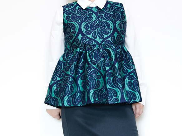 ペプラムベスト コベントガーデーン グリーン  卒入式 セレモニー オフィス パーティ 結婚式 3枚目の画像