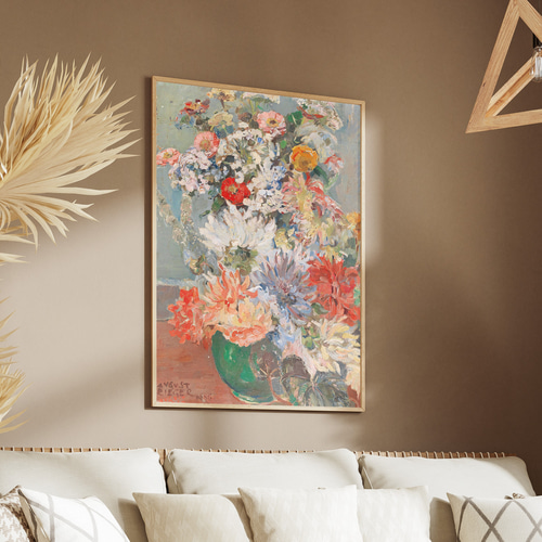 猫とインコとイングリッシュコッカーのいる寝室」 アクリル画 原画 F8