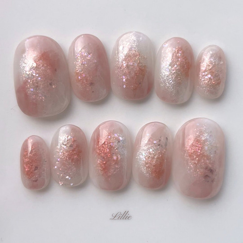 &Co. 高品質ネイルチップ【ピンクネイル】キラキラ　春 𝐅𝐔𝐌𝐈𝐊𝐀 | #ネイル#nail#ワンホンネイル#キラキラネイル#ピンク
