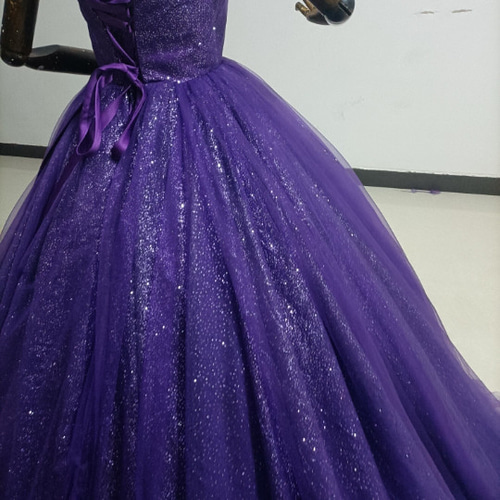 高品質！カラードレス パープル キラキラグリッターチュール ベア  