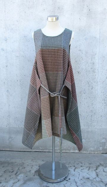 唯一無二1点マス見本チュニックワンピース　前後着れる4way以上着回し　1点物