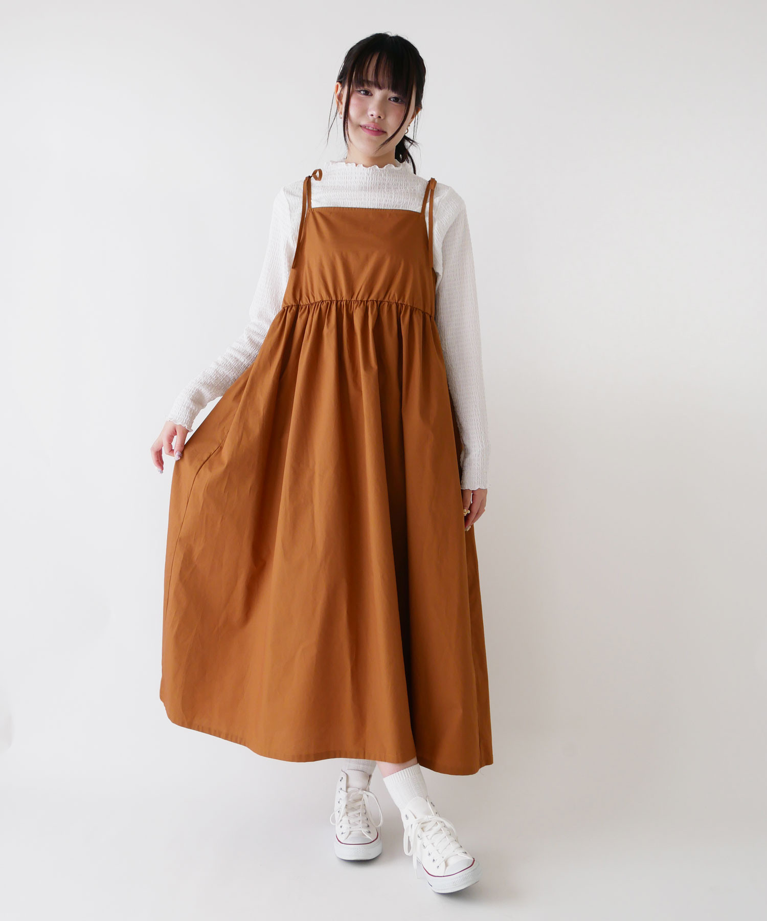 ルジルルン刺繍入りコットンブロードキャミワンピース