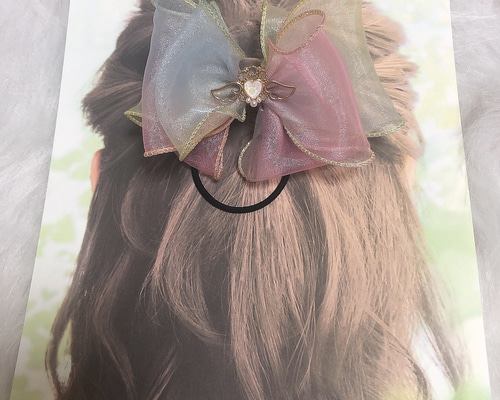 ♡ハンドメイド♡ヘアゴムリボン ハンドメイド リボンヘアゴム 8センチ 2個セット 発表会 卒業式