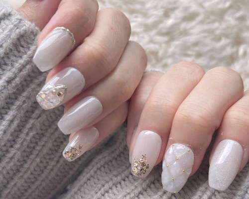 ♡シンプルホワイトキルティングネイル♡ ネイルチップ　ハンドメイド ♡シンプルホワイトキルティングネイル♡ ネイルチップ ハンドメイド