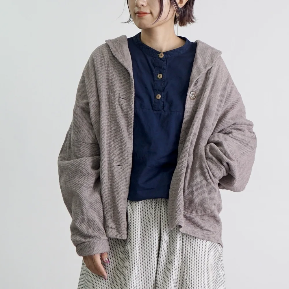 くつろ着カーディガン/ピンクベージュ/知多木綿 ダイヤガーゼ