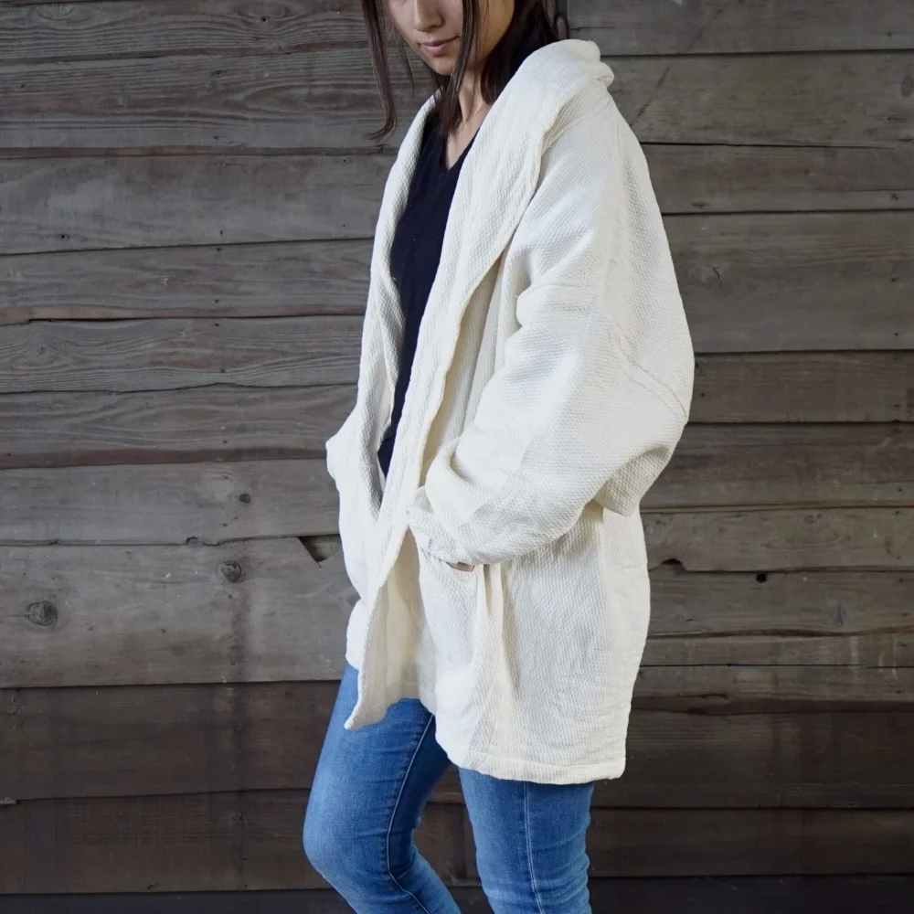 くつろ着カーディガン/生成り/知多木綿 ダイヤガーゼ