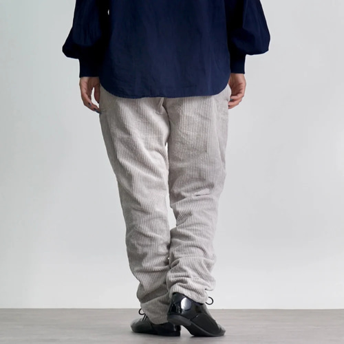 コーデュロイキャンプワークパンツ/ライトグレー/遠州織物 ロング