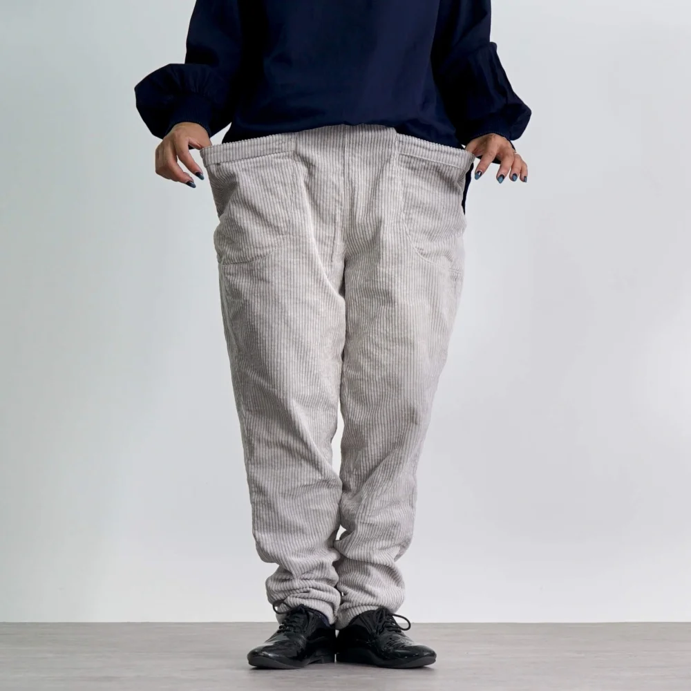 コーデュロイキャンプワークパンツ/ライトグレー/遠州織物 長褲 UZUiRO