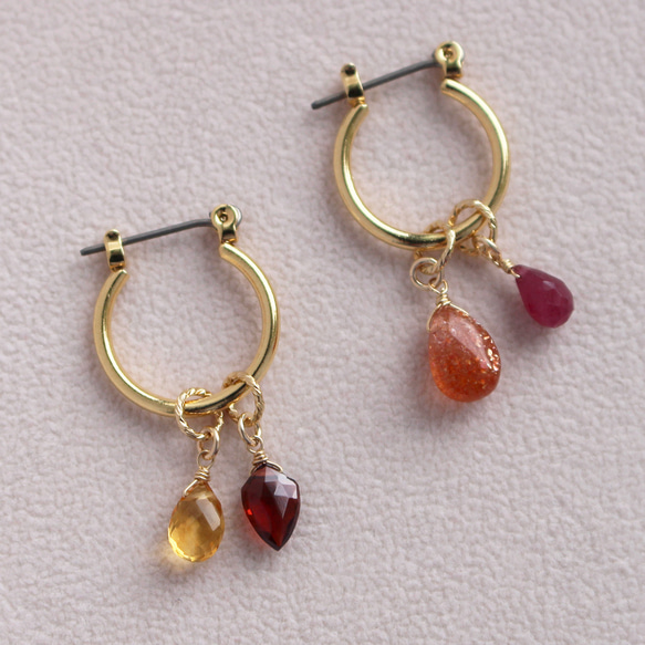 [精選] 從 24 種天然寶石中選擇 4 種飾品✨ 耳環（耳環）和飾品套裝 第4張的照片