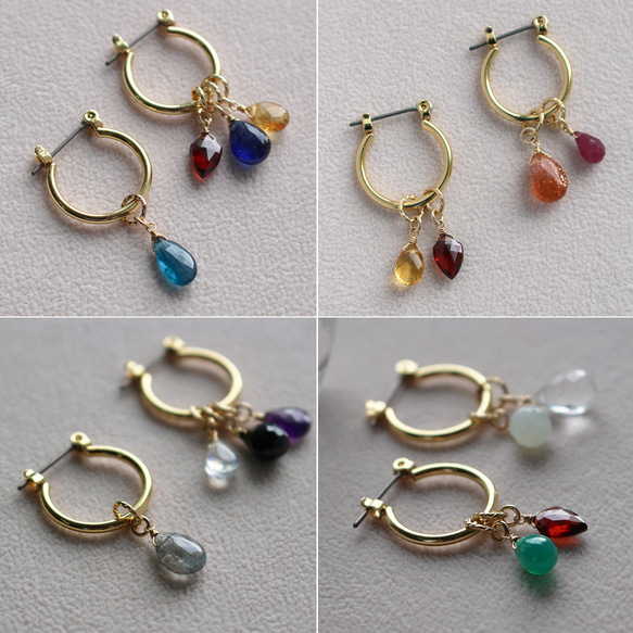 [精選] 從 24 種天然寶石中選擇 4 種飾品✨ 耳環（耳環）和飾品套裝 第3張的照片