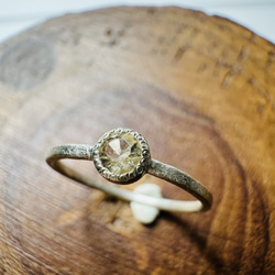 シトリン　ピンキーリング　ミルグレイン　ミル打ちリング　silver925 1枚目の画像