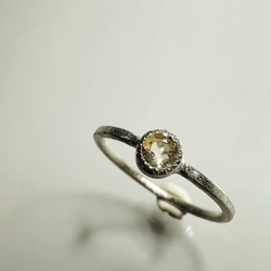 シトリン　ピンキーリング　ミルグレイン　ミル打ちリング　silver925 7枚目の画像